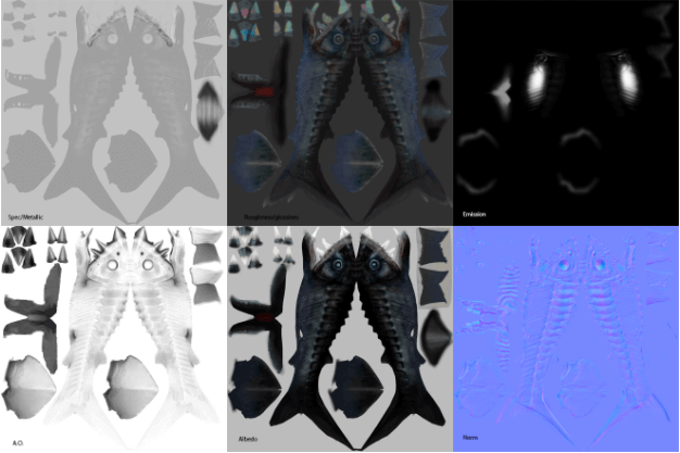 Emissive Bioluminescence texture maps 